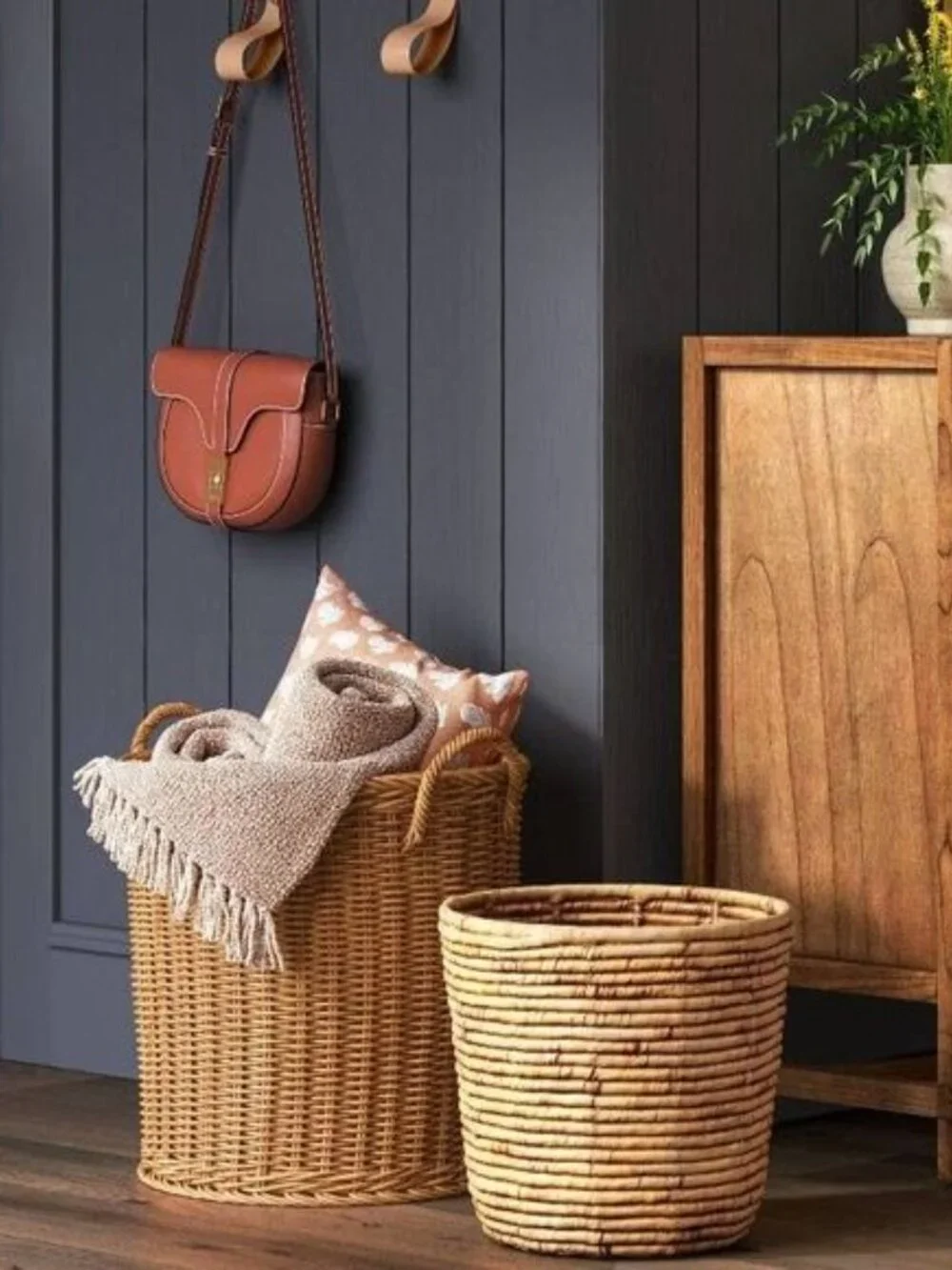 Large Rattan Weave Tapered Basket Light Brown - Threshold, Target 2022